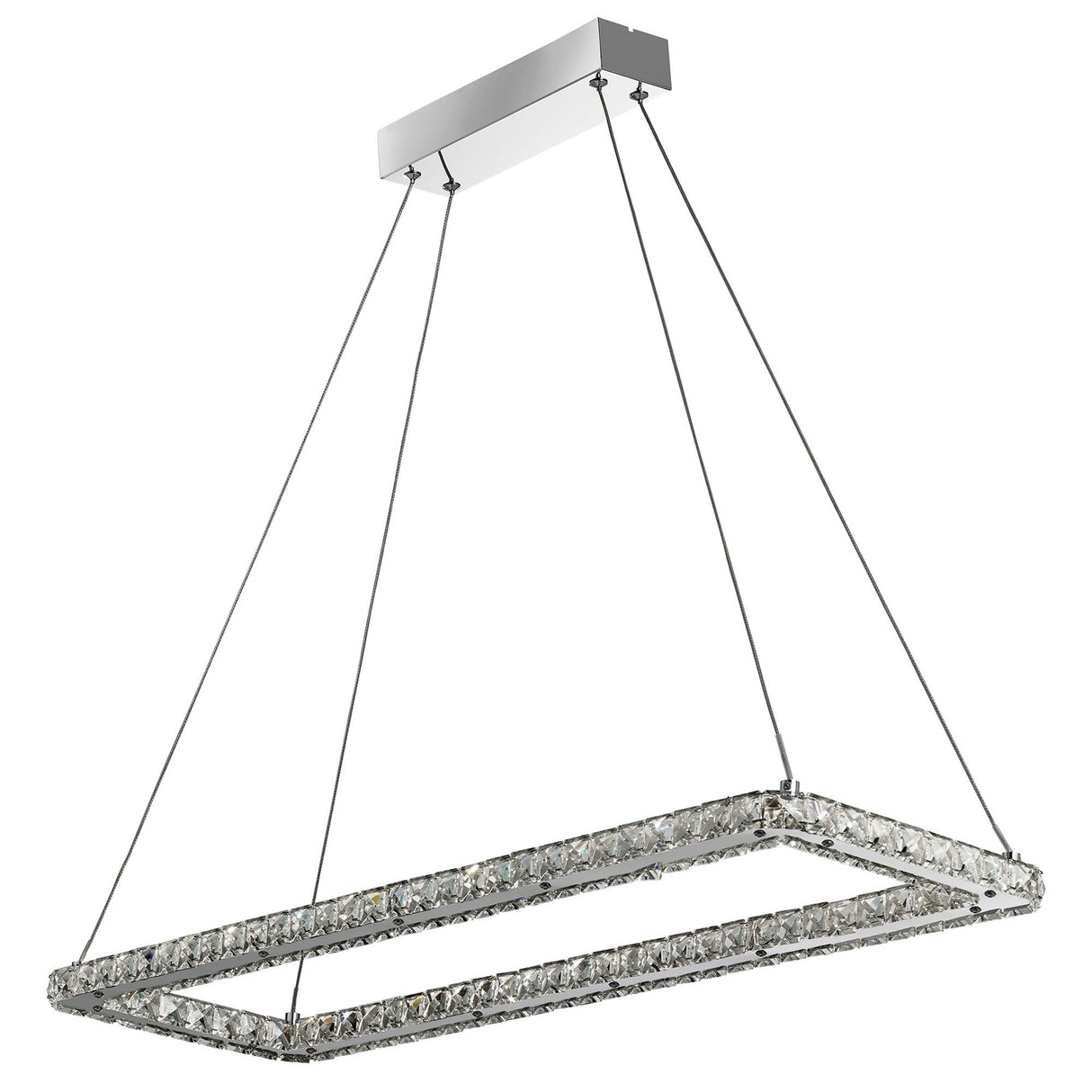 Searchlight Electric Clover Rectangular Pendant - Chrome & Clear Glass 7012CC