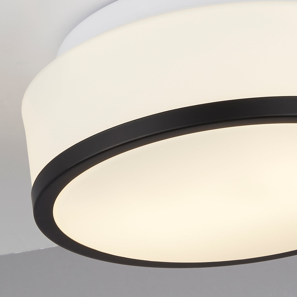 Searchlight Electric Cheese 2Lt Flush - Black Metal & White Glass 7039-23BK