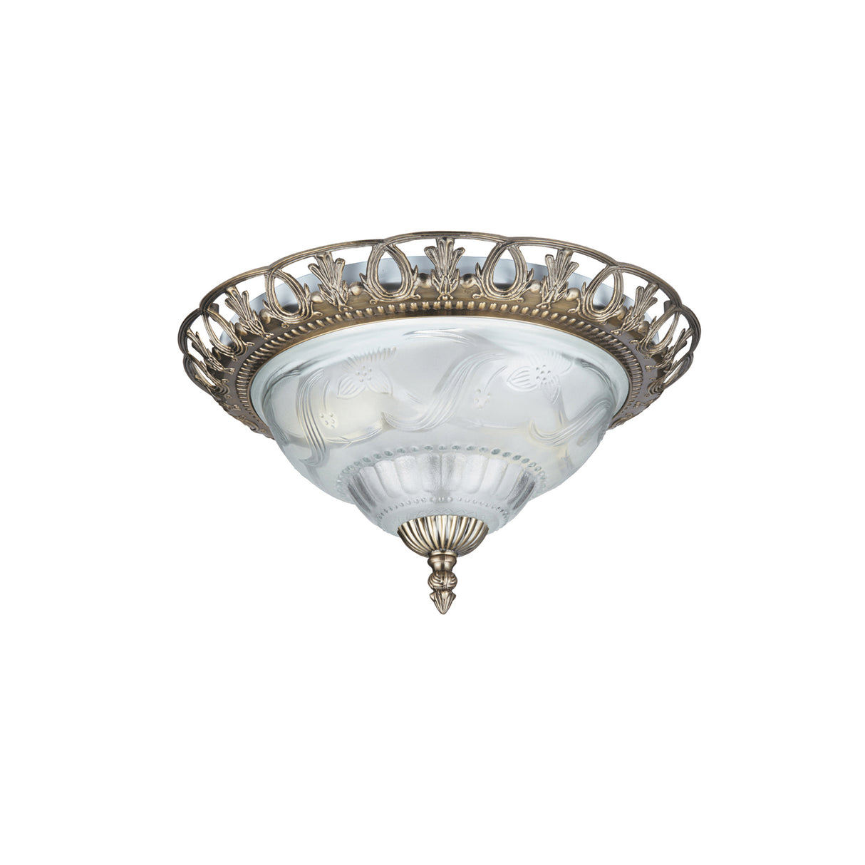 Searchlight Electric Derby Flush - Antique Brass Metal & Glass 7045-13
