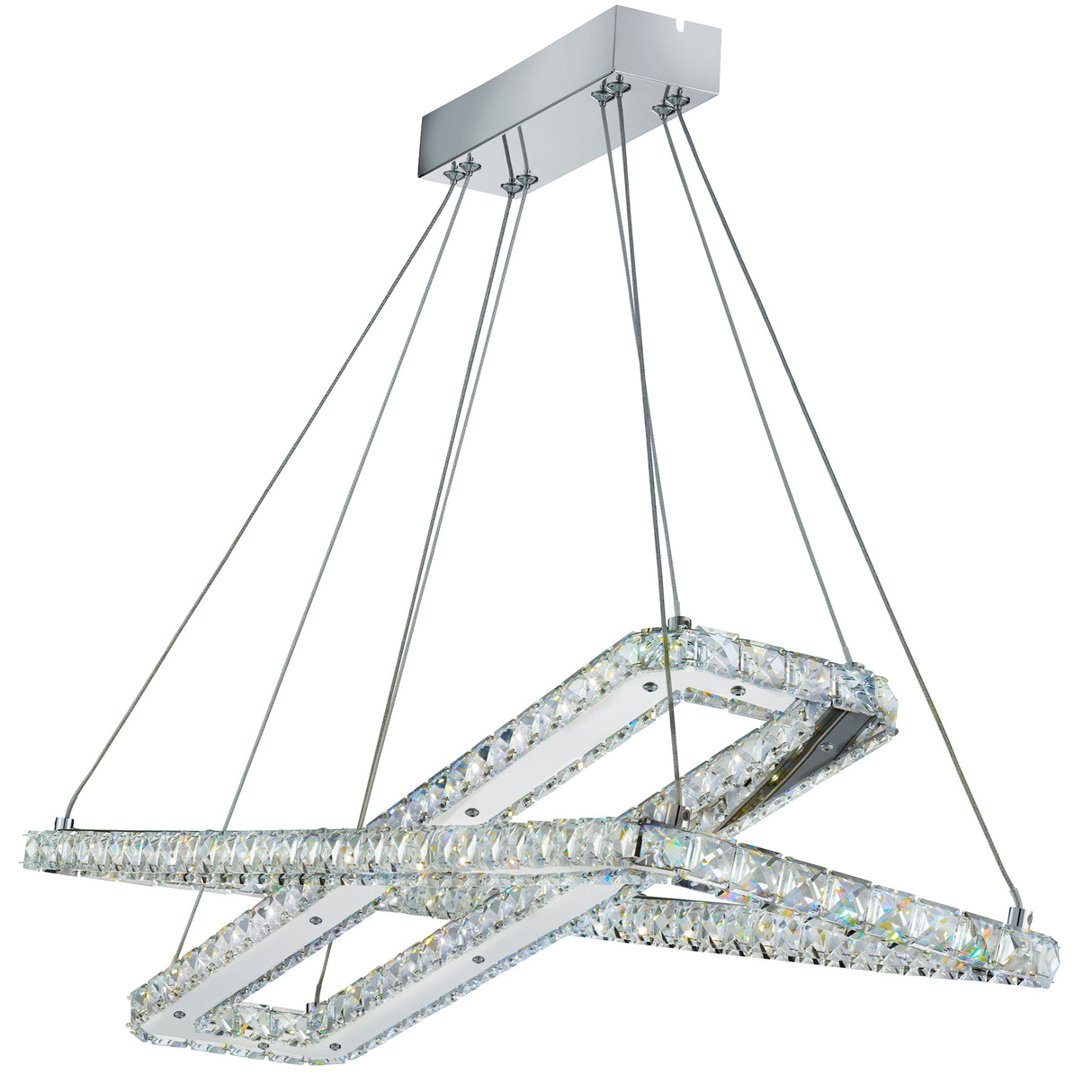 Clover 2Lt LED Pendant - Chrome & Clear Glass