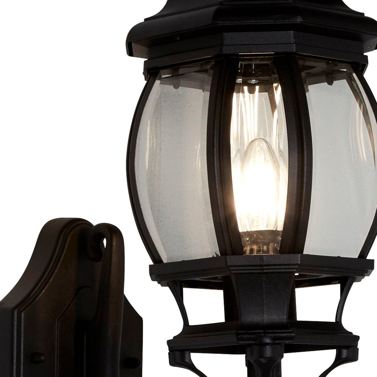 Searchlight Electric Bel Aire Outdoor Wall Light - Black Metal & Clear Glass 7144-1