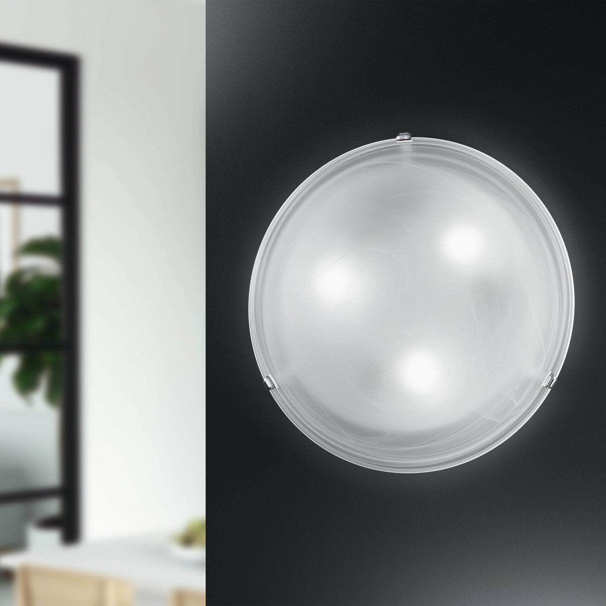 Eglo EU SALOME Wall or Ceiling Light – Chrome Steel with White Alabaster Glass, E27, Indoor Lighting