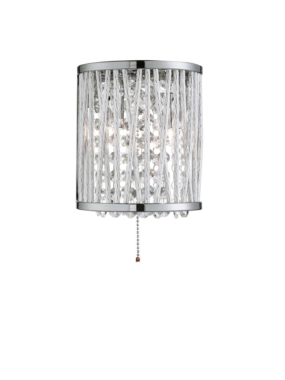 Elise 2Lt Wall Light - Chrome Metal & Crystal