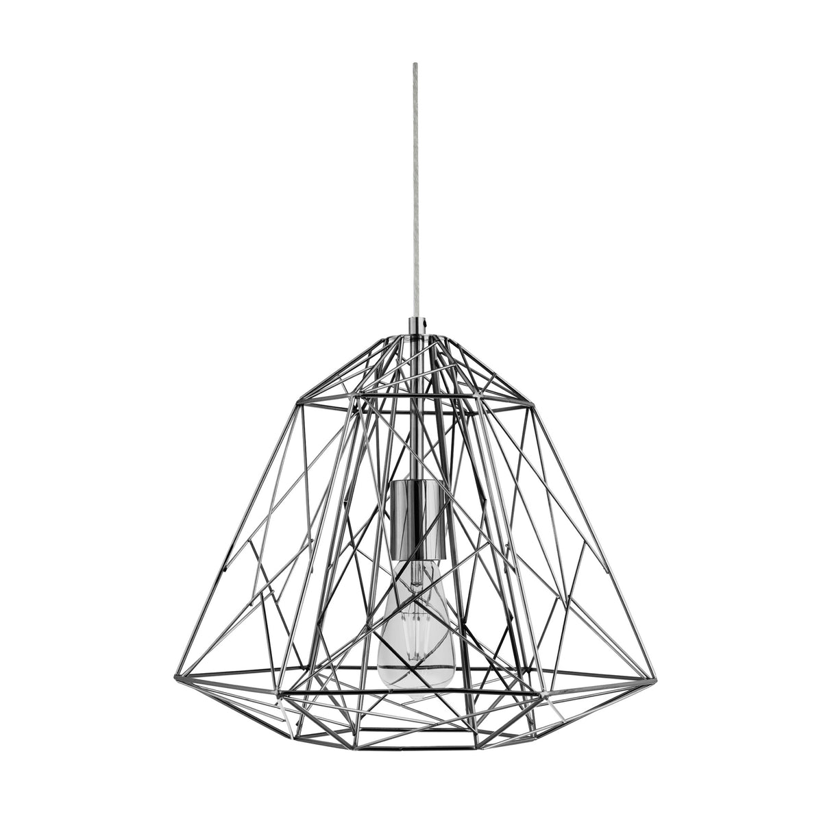 Searchlight Electric Geometric Cage Ceiling Pendant - Chrome Metal 7271CC