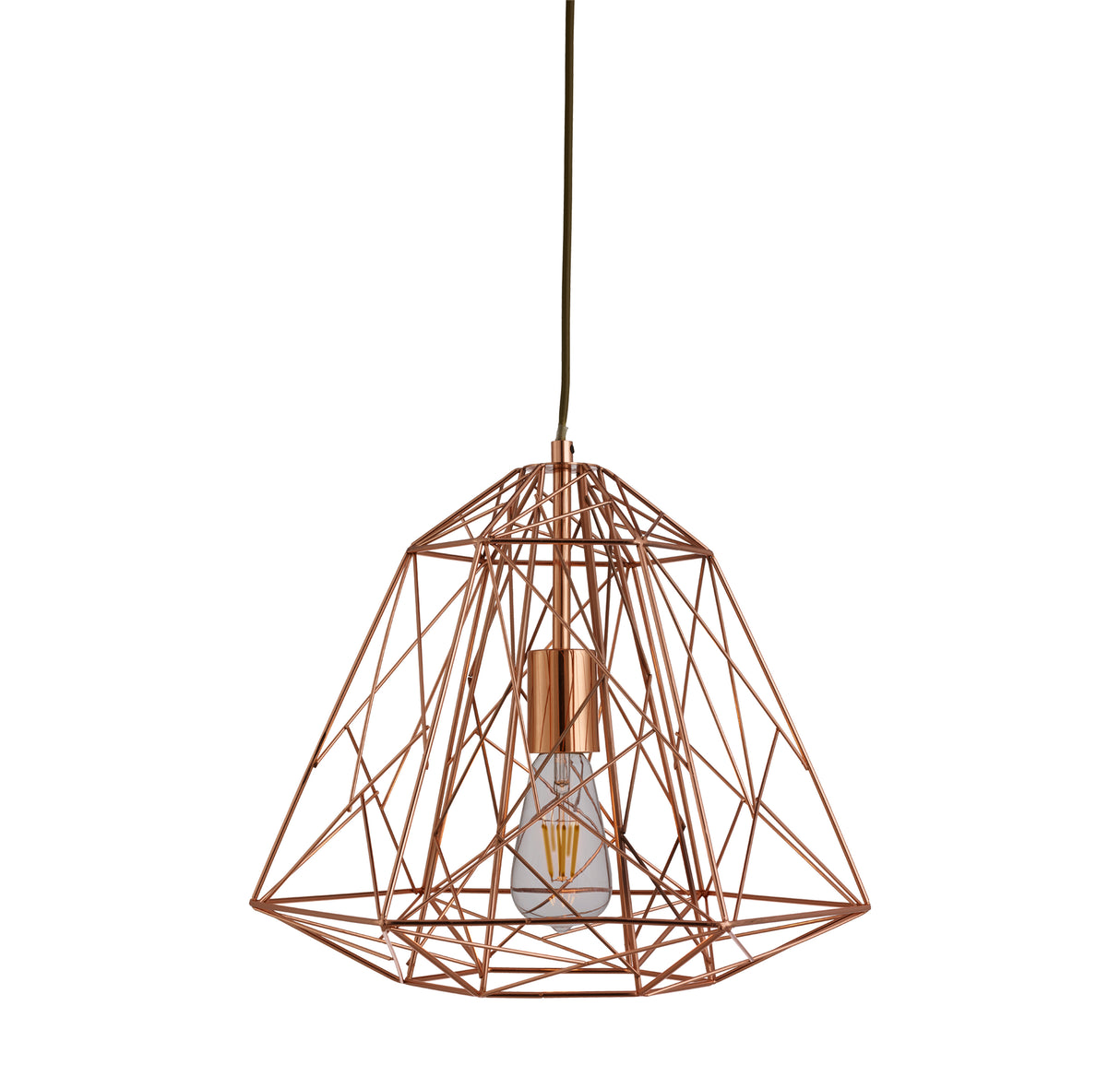 Searchlight Electric Geometric Pendant - Shiny Copper Metal 7271CU