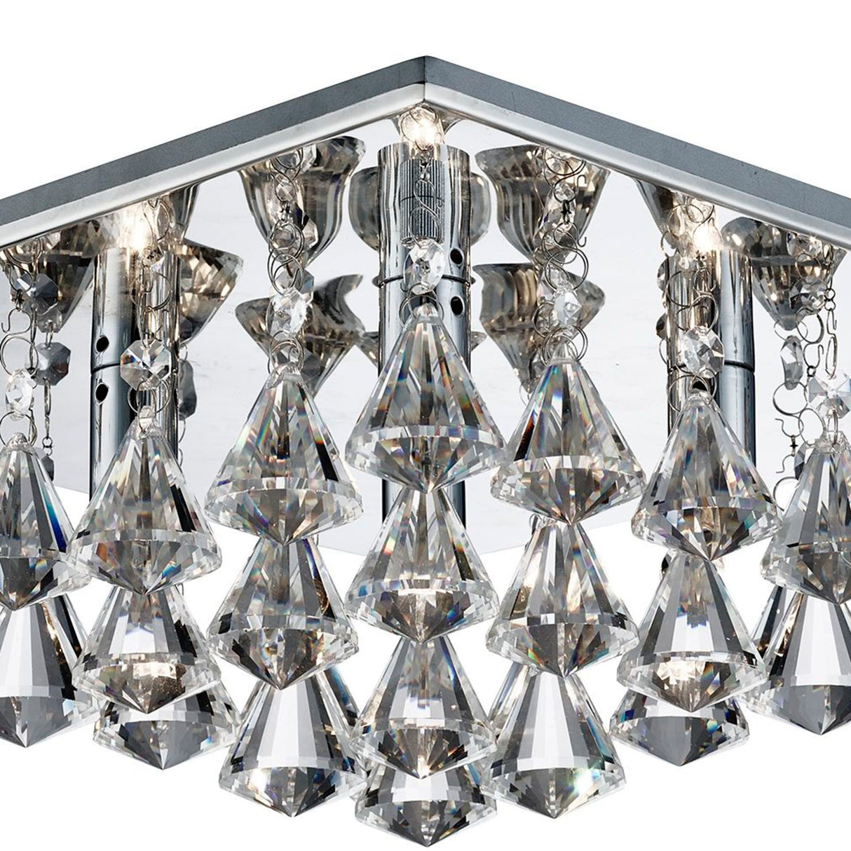 Searchlight Electric Hanna 4Lt Flush - Chrome & Clear Crystal Drops 7304-4CC