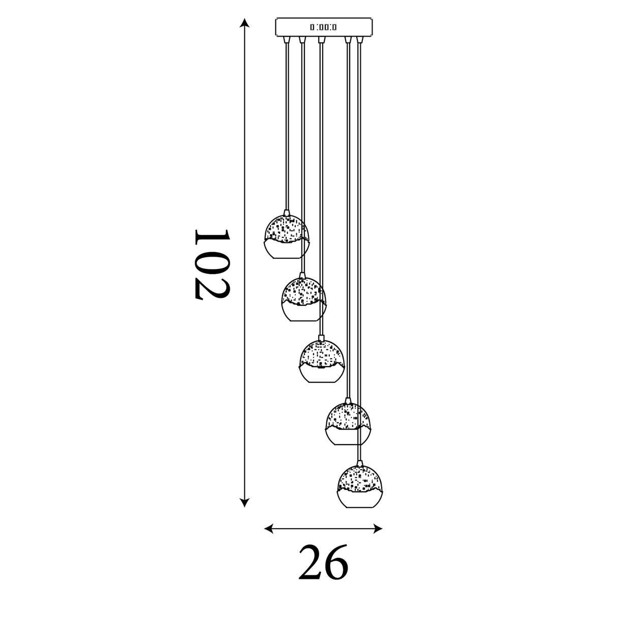 Searchlight Electric Ice Ball 5Lt Multi-Drop Pendant - Chrome Metal & Glass 7355-5CC