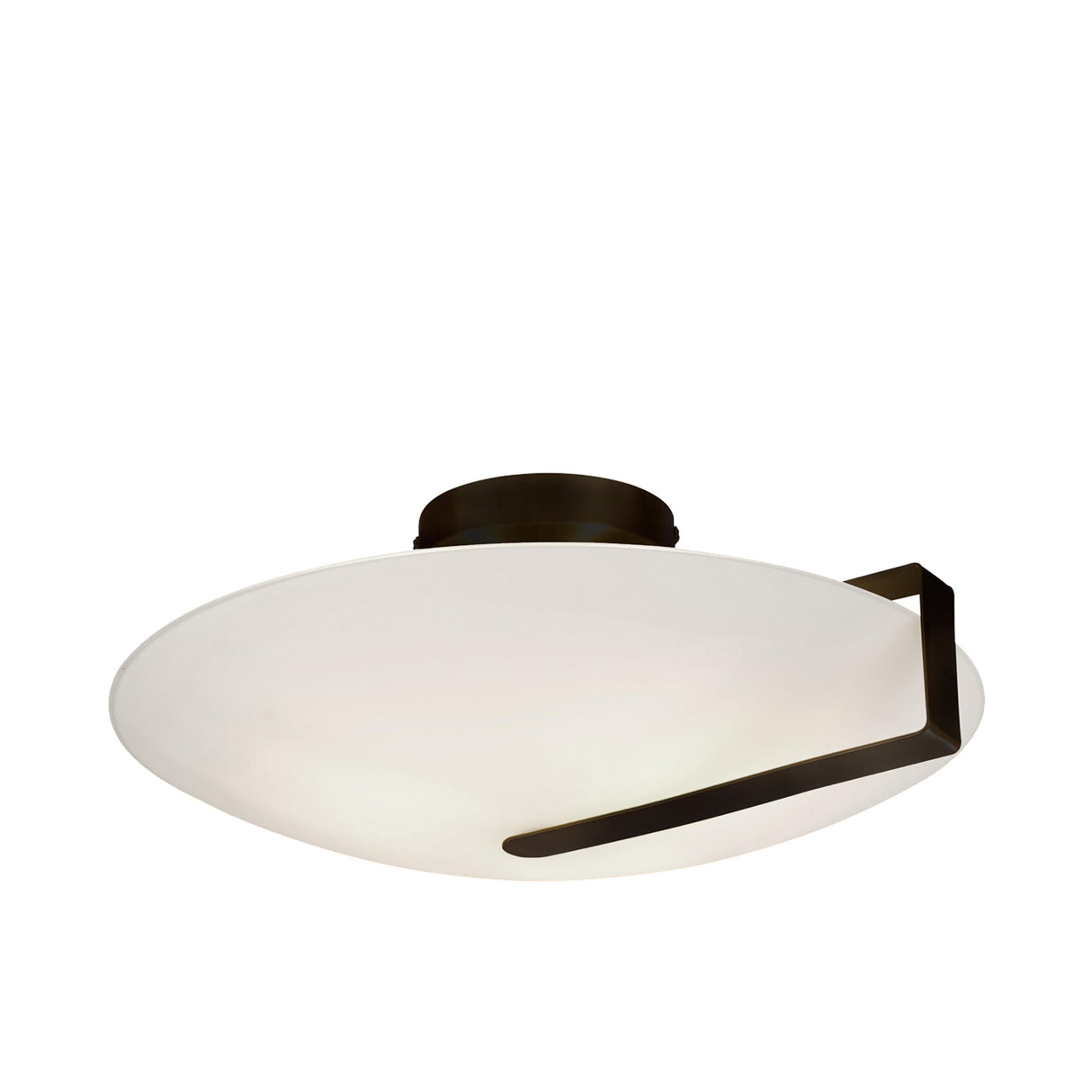 Searchlight Electric Sundial Flush - Black Metal & Frosted Glass 73990-3BK