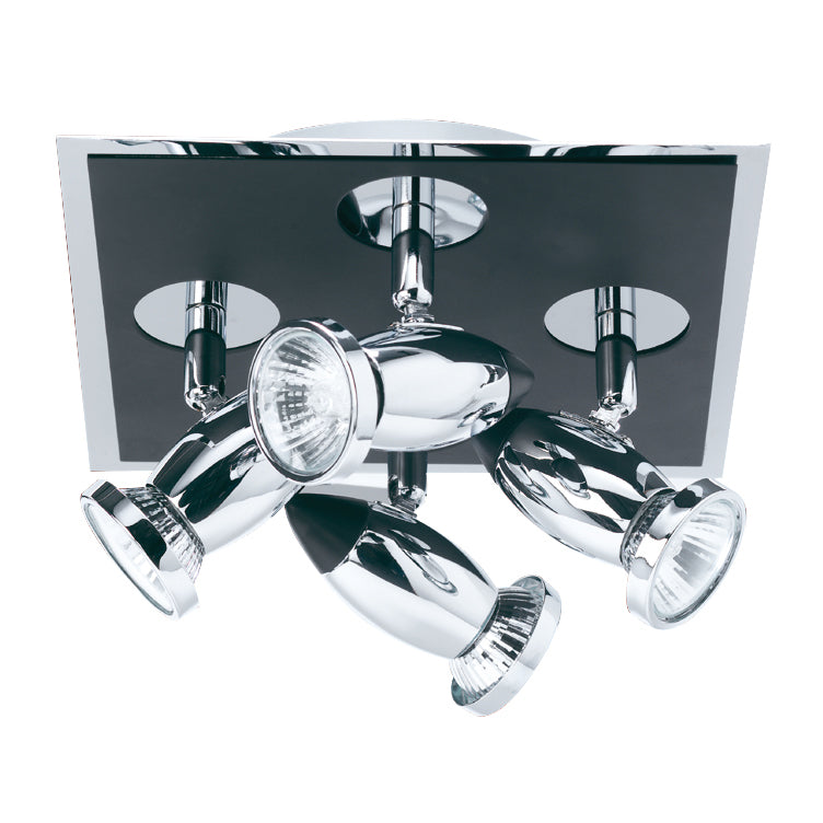 Comet 4Lt Square Spotlight - Matt Black & Polished Chrome