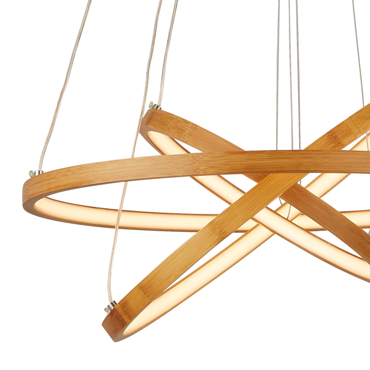 Searchlight Electric x Eternity Pendant - Natural Bamboo & Gold Metal 75033-3NA