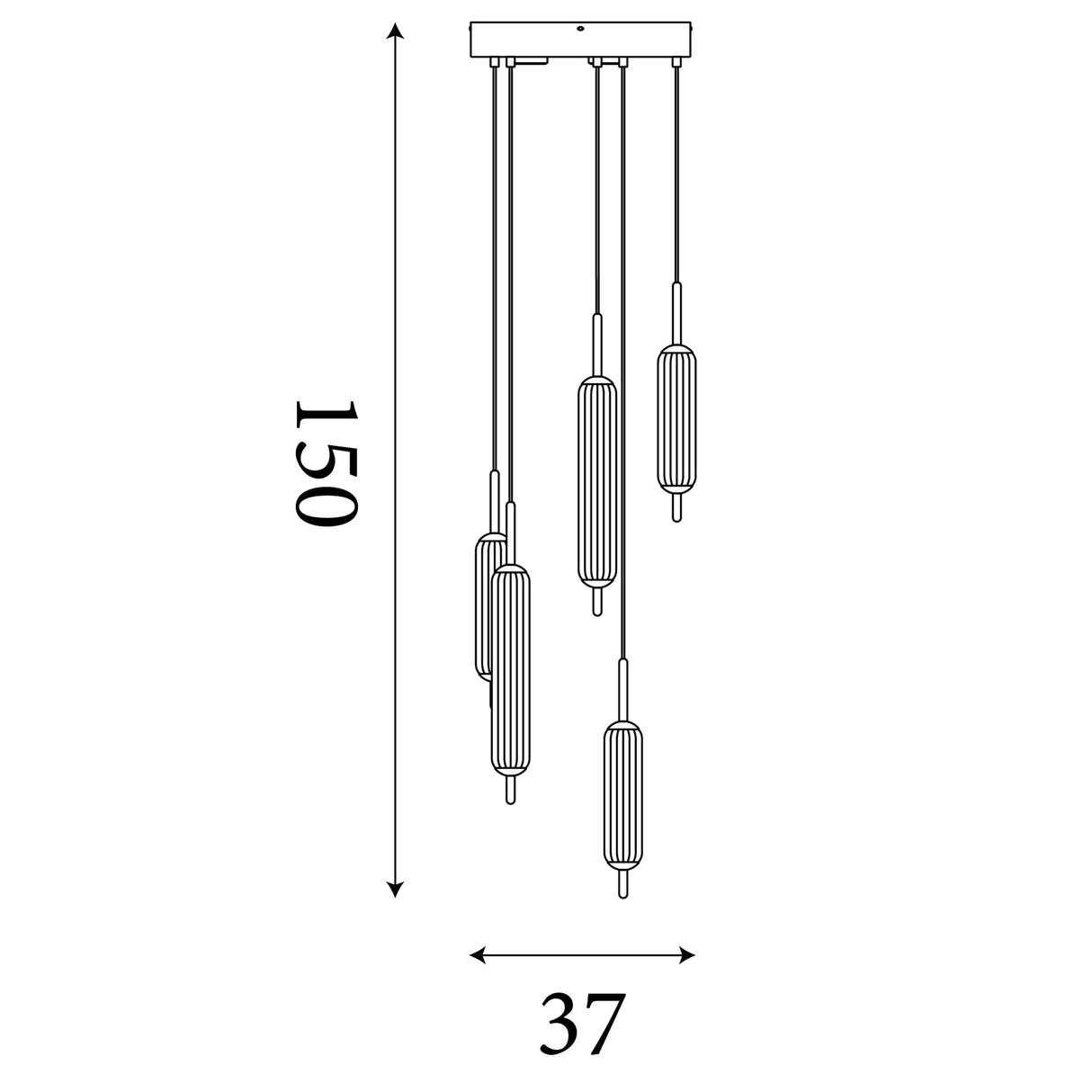 Searchlight Electric Cattail 5Lt LED Pendant lamp Latte metal with clear glass 76210-5CL