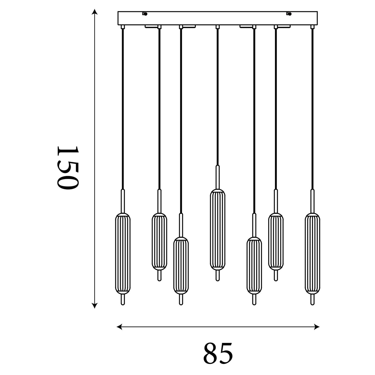 Searchlight Electric Cattail 7Lt LED Pendant lamp Latte metal with clear glass 76210-7CL
