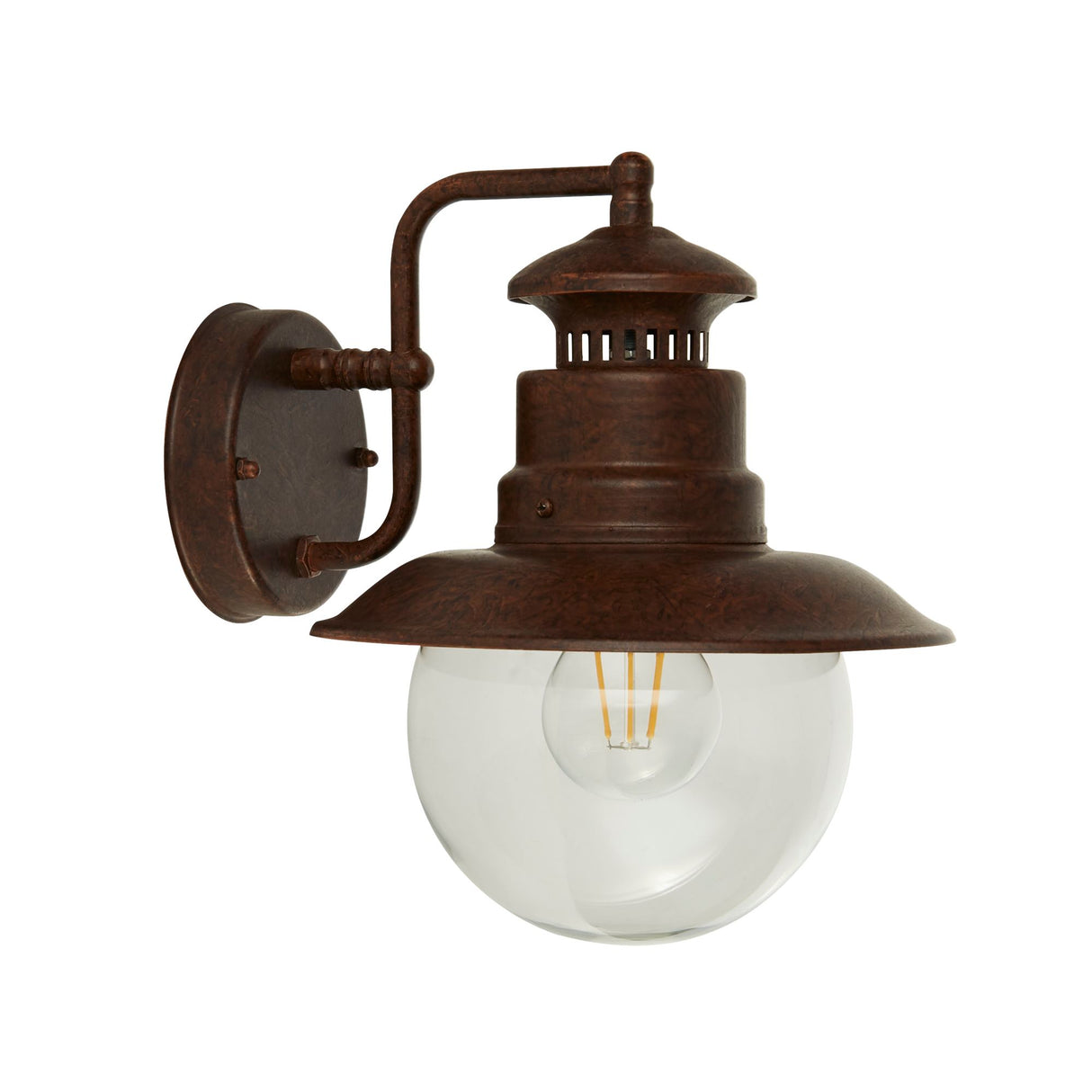 Searchlight Electric Station Outdoor Wall Light - Rustic Brown Metal & Glass 7652RU