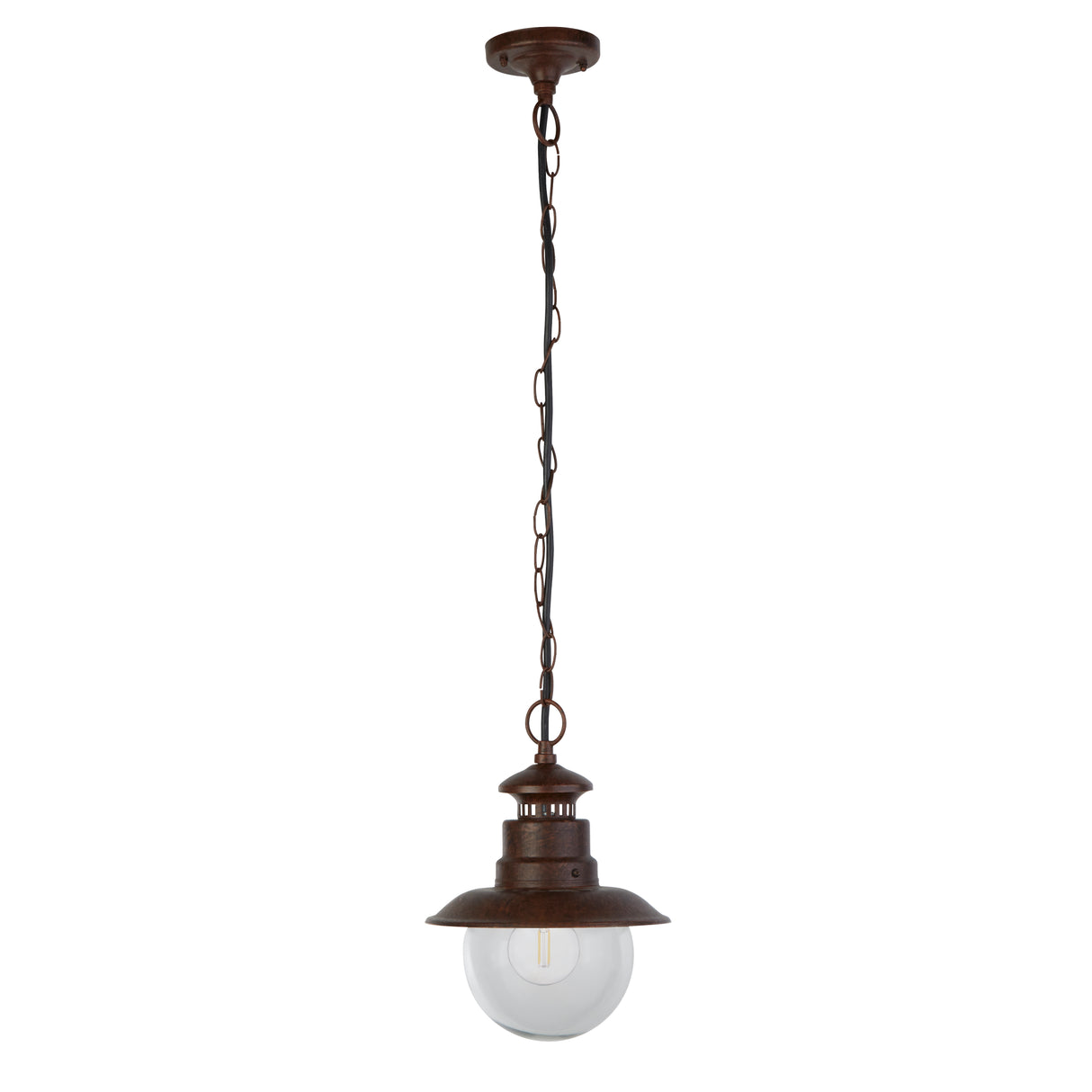 Searchlight Electric Station Outdoor Pendant - Rustic Brown Metal & Glass 7653RU