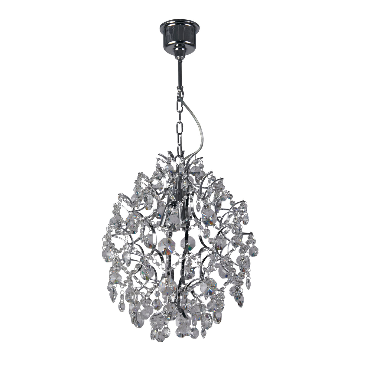 Searchlight Electric Harrietta 3Lt Pendant - Chrome Metal & Clear Crystal 7673-3CC