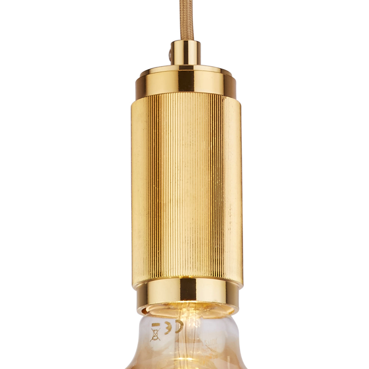 Searchlight Electric Suspension Cable - Knurled Gold Metal & Gold Braided Cable 77651GO