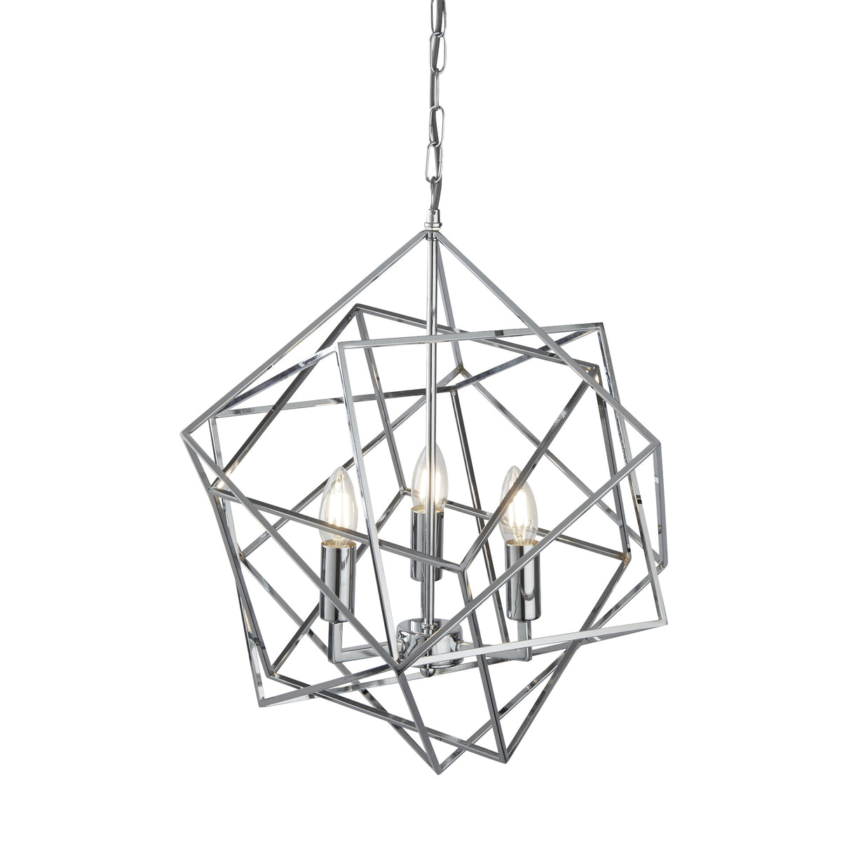 Cube 3Lt Pendant - Polished Chrome Metal