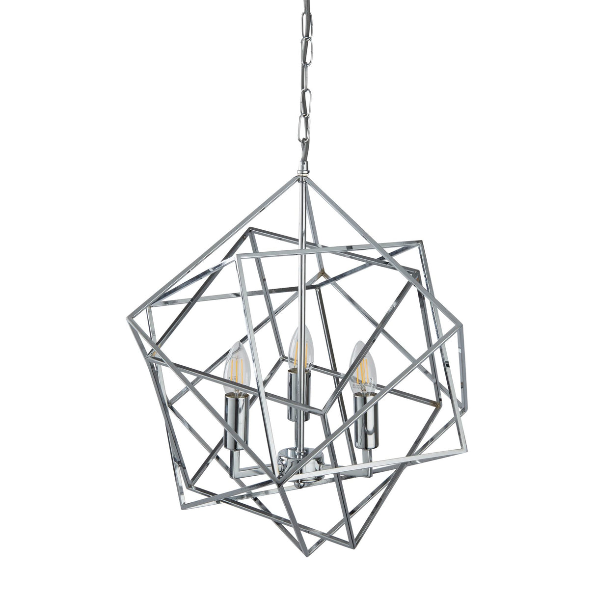 Searchlight Electric Cube 3Lt Pendant - Polished Chrome Metal 7863-3CC