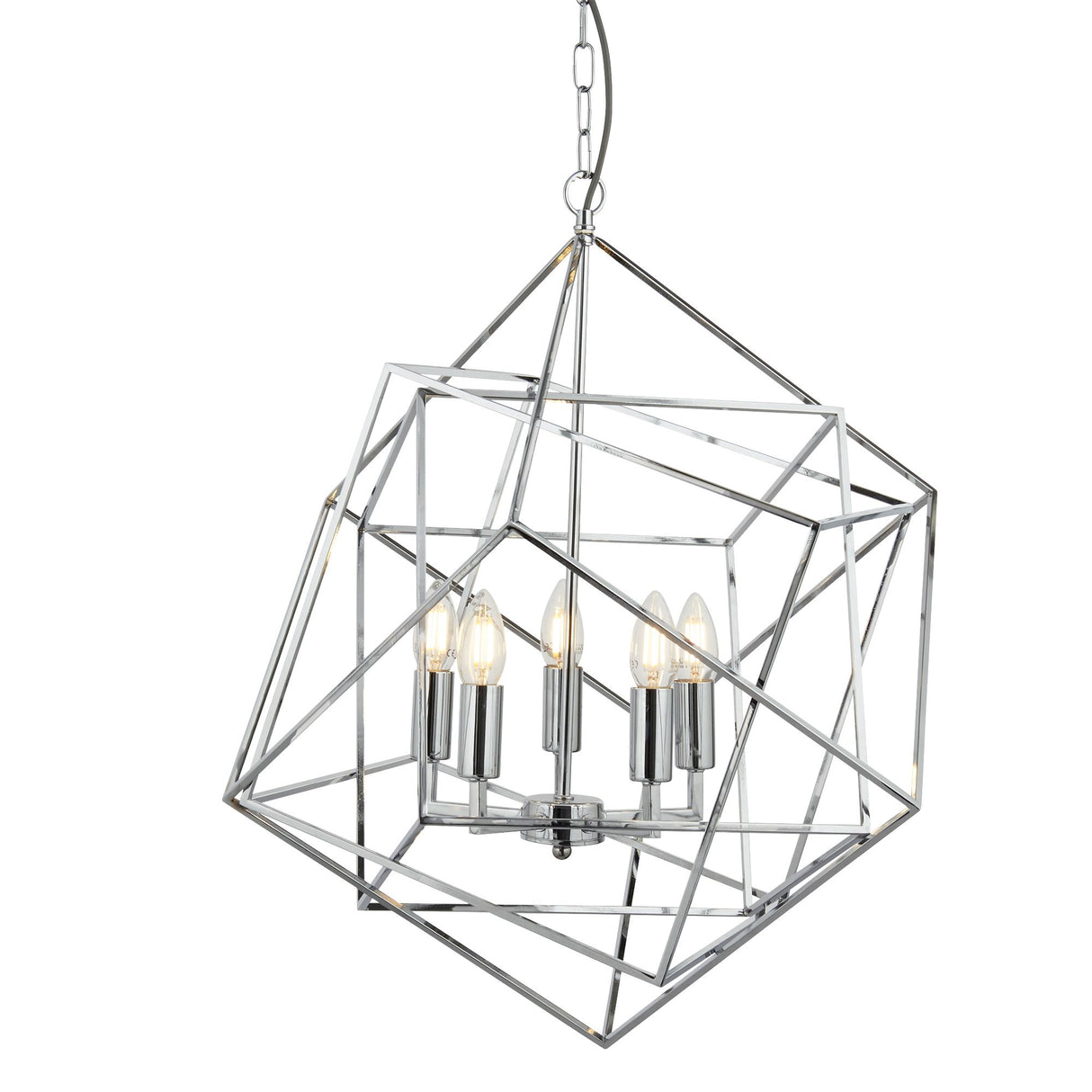 Cube 5Lt Pendant - Polished Chrome Metal