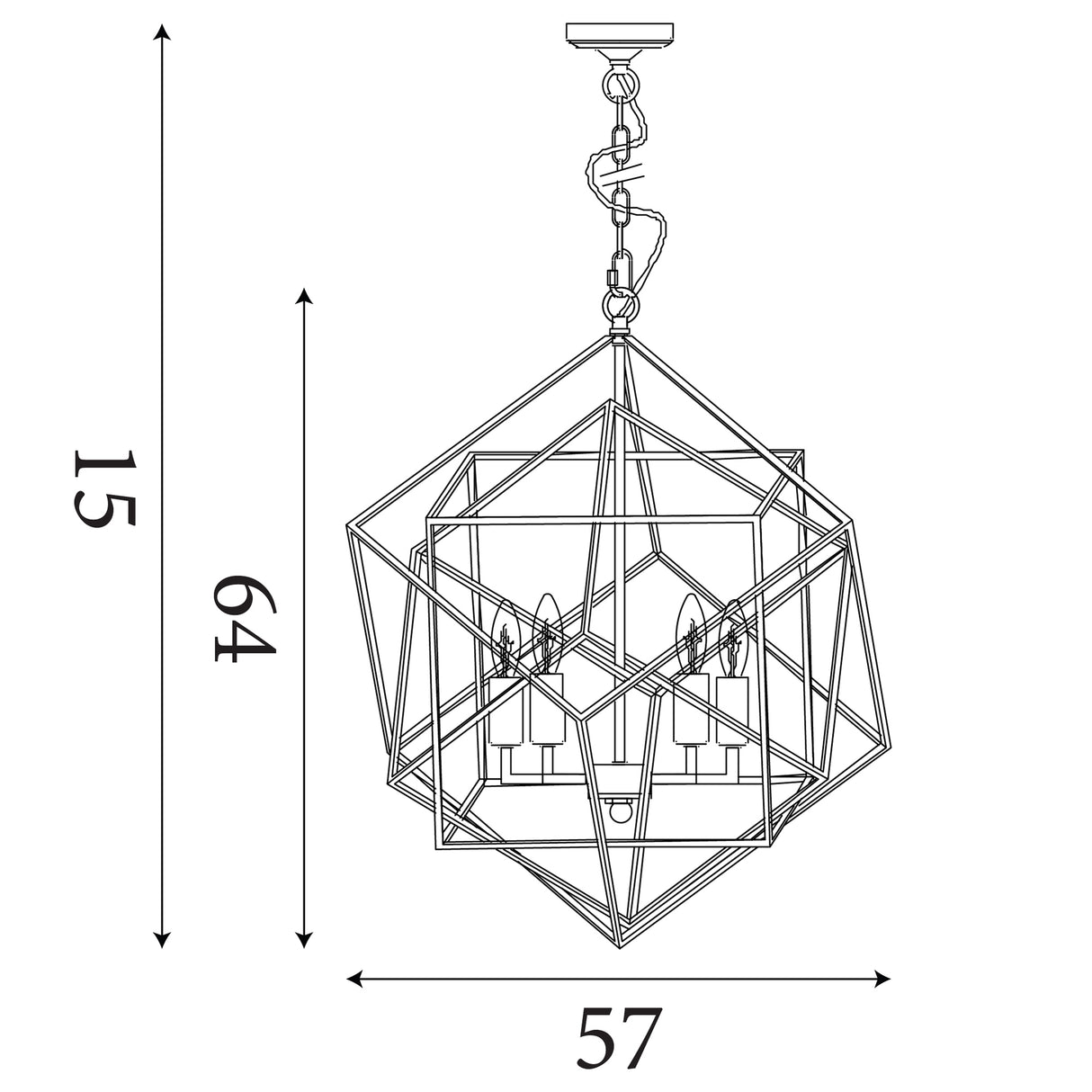 Searchlight Electric Cube 5Lt Pendant - Polished Chrome Metal 7865-5CC
