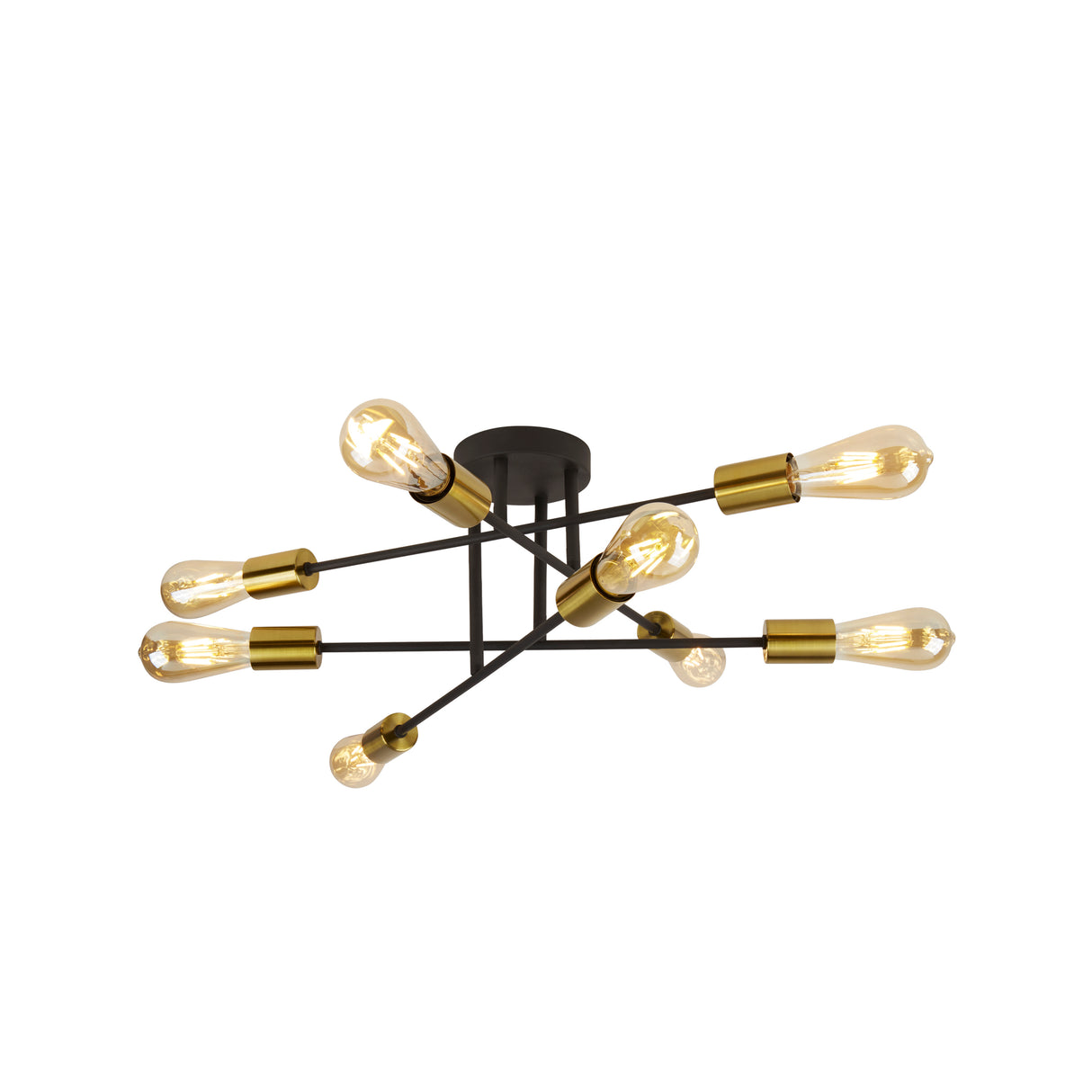 Armstrong 8Lt Semi-Flush - Black & Satin Brass Metal