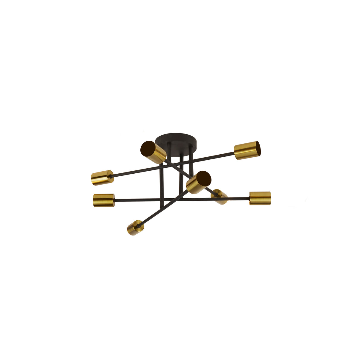 Searchlight Electric Armstrong 8Lt Semi-Flush - Black & Satin Brass Metal 8048-8BK
