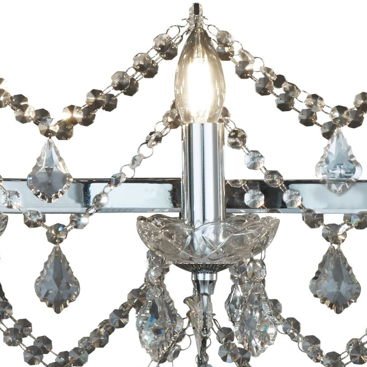Searchlight Electric Florence 14Lt Bar Pendant - Chrome Metal & Clear Crystal 80614-14CC