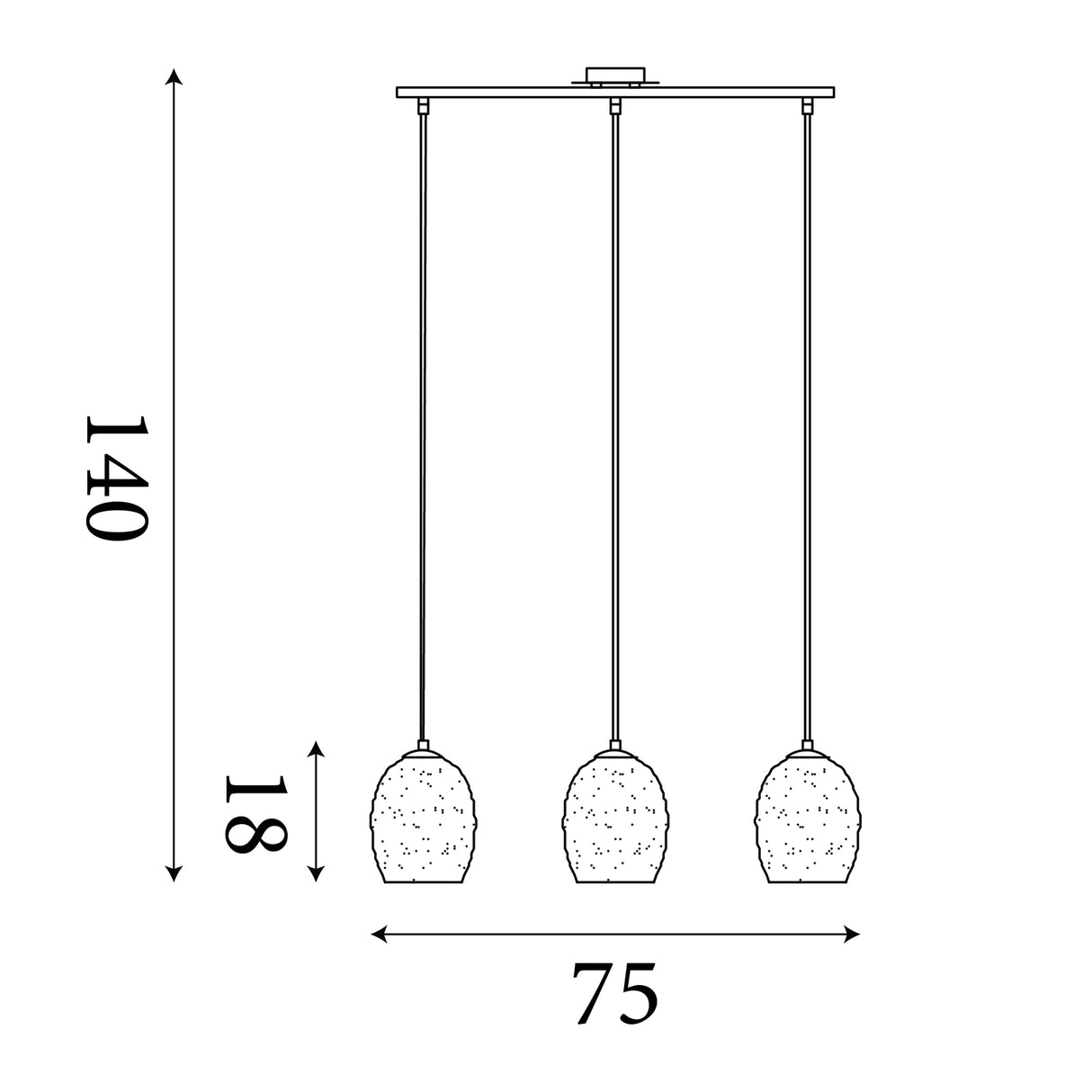 Searchlight Electric Crackle 3Lt Pendant - Satin Silver & Crackled White Glass 8069-3WH