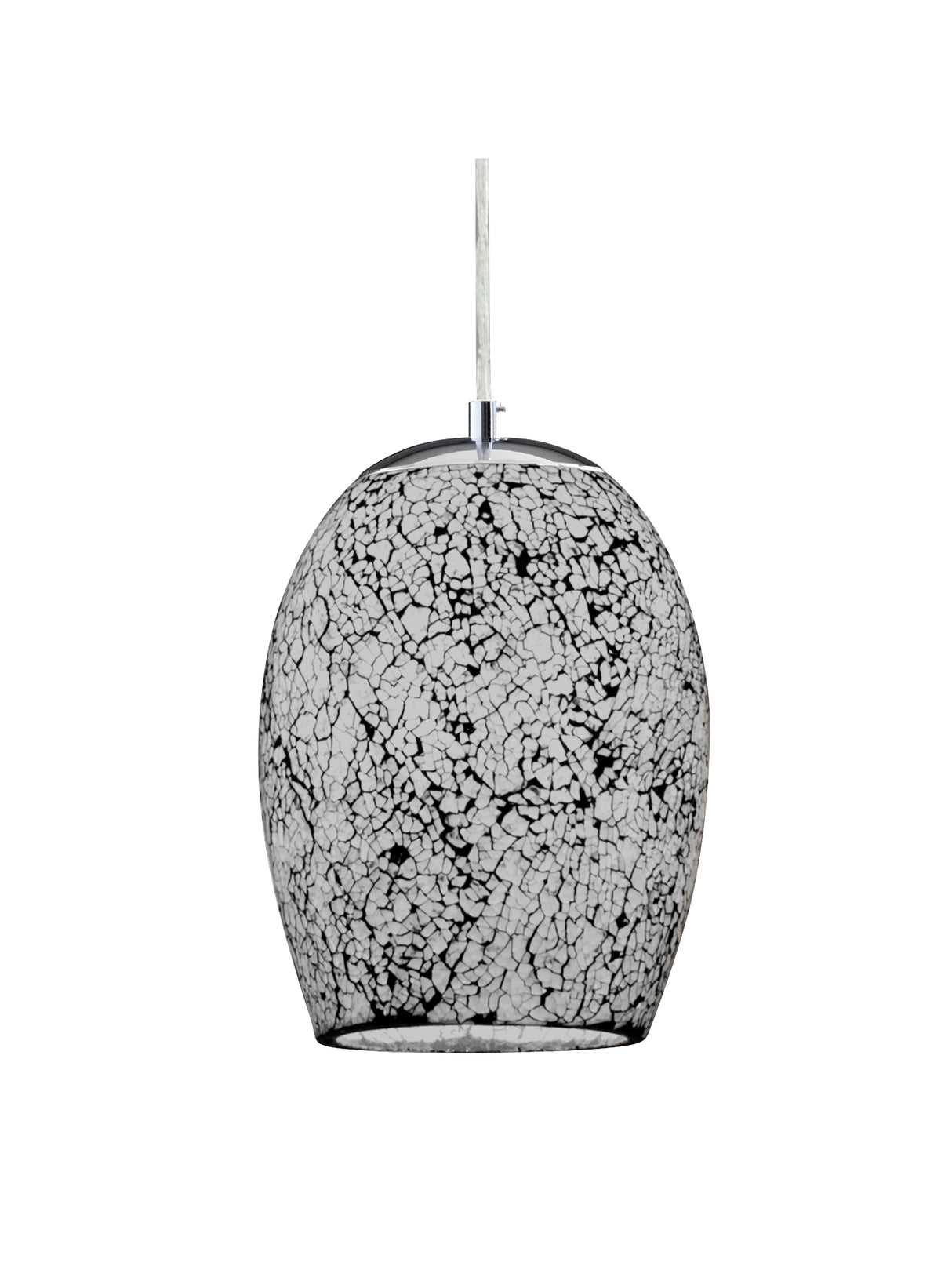 Searchlight Electric Crackle Pendant - Satin Silver & Crackled White Glass 8069WH