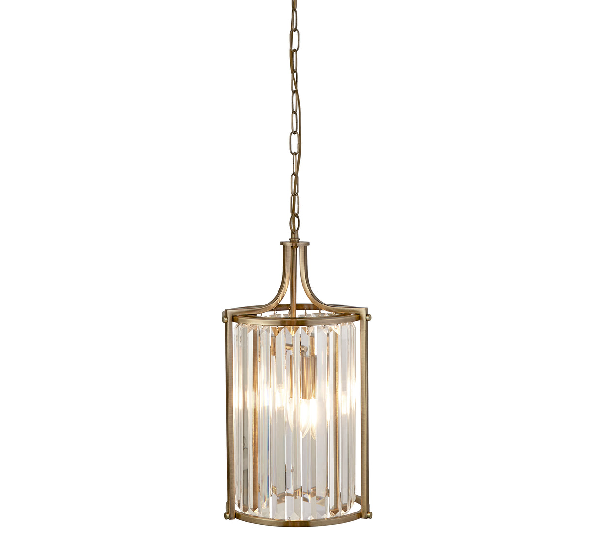 Victoria 2Lt Pendant - Antique Brass Metal & Clear Crystal