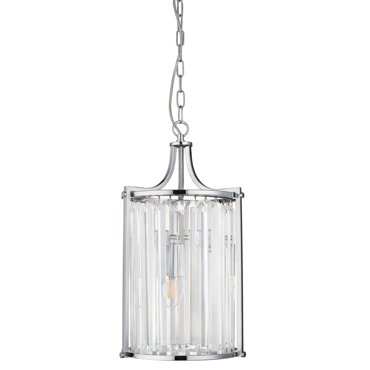 Searchlight Electric Victoria 2Lt Pendant - Chrome Metal & Clear Crystal 8092-2CC