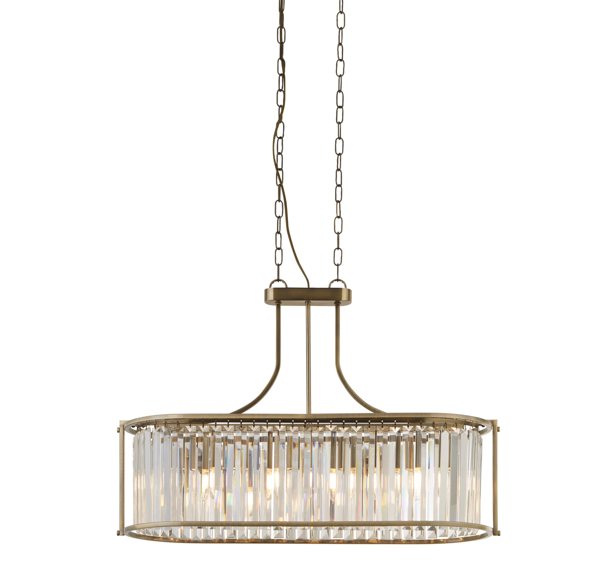 Victoria 5Lt Oval Pendant - Antique Brass & Clear Crystal