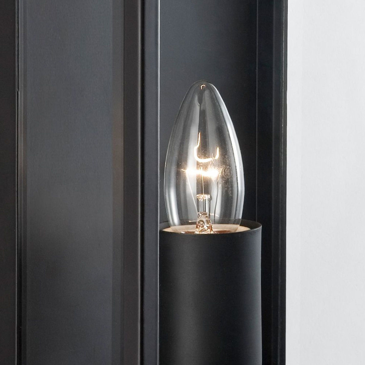 Searchlight Electric Box Outdoor Wall Light - Black Metal & Glass 8204BK