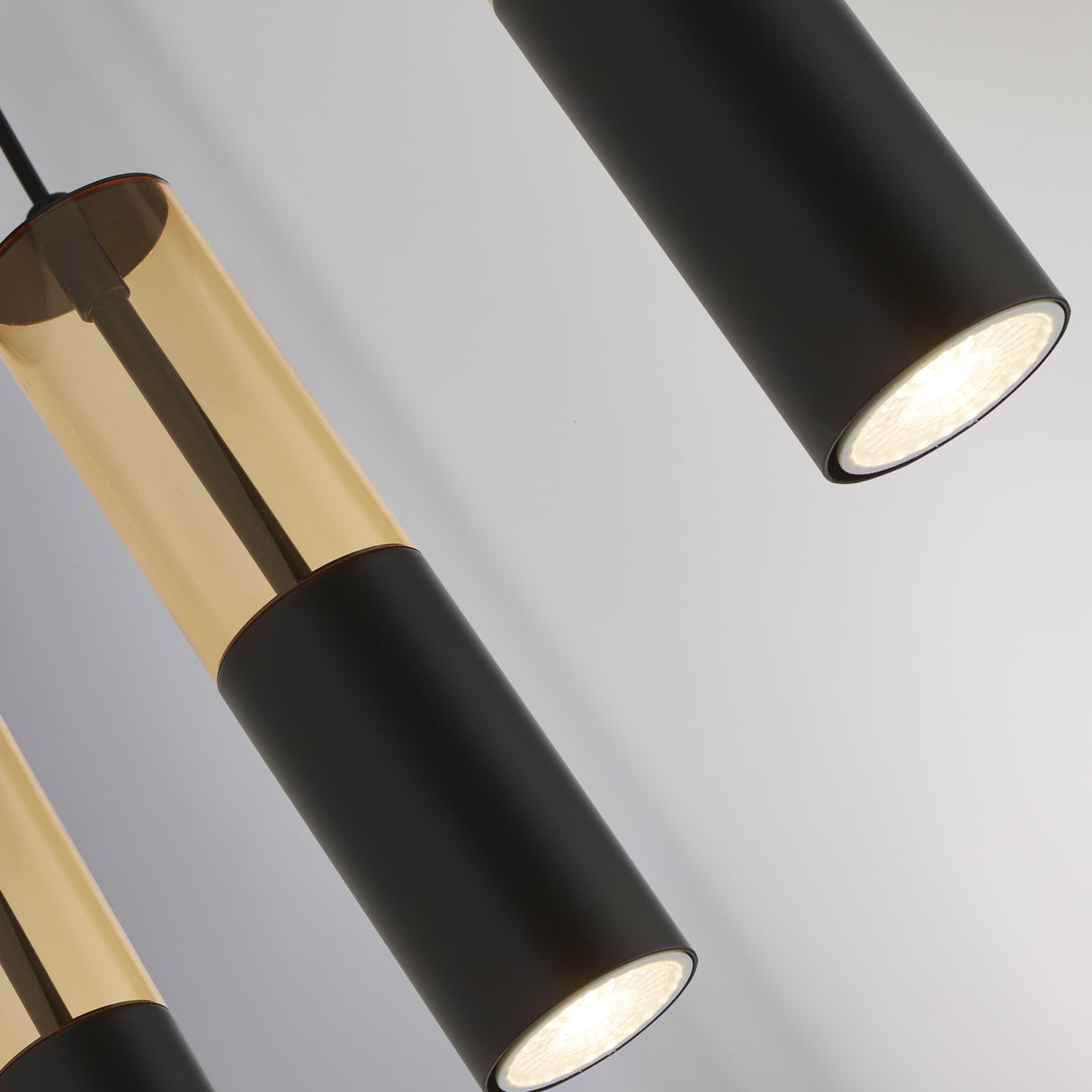Searchlight Electric Merrygold 5Lt Bar Pendant - Black Metal & Amber Acrylic 82121-5BK