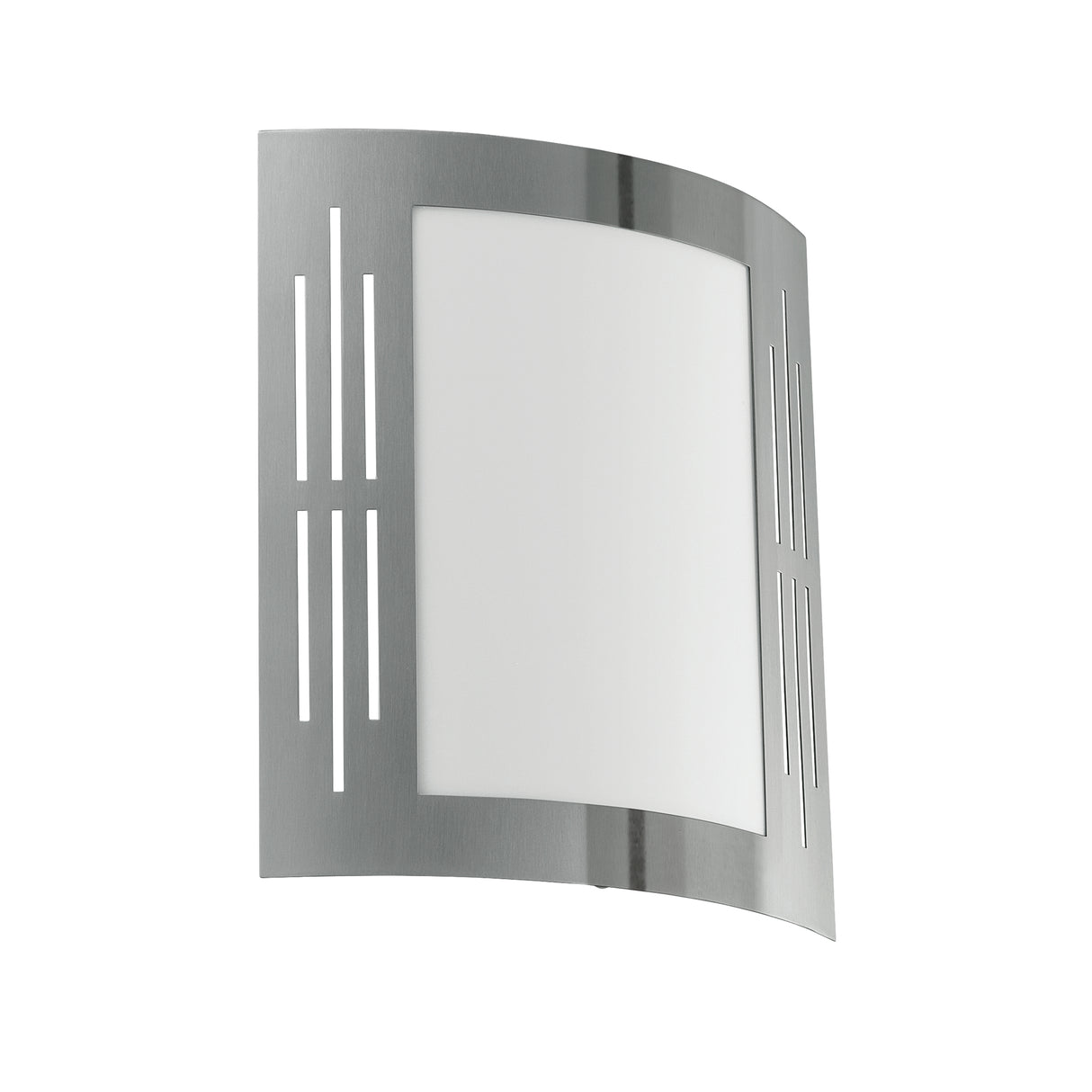 Eglo EU CITY Outdoor Wall Light – Stainless Steel, White Diffuser, E27, IP44 Exterior Lighting