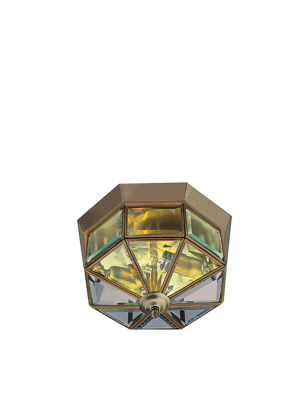 Searchlight Electric Pisa III Flush - Antique Brass Metal & Clear Bevelled Glass 8235AB
