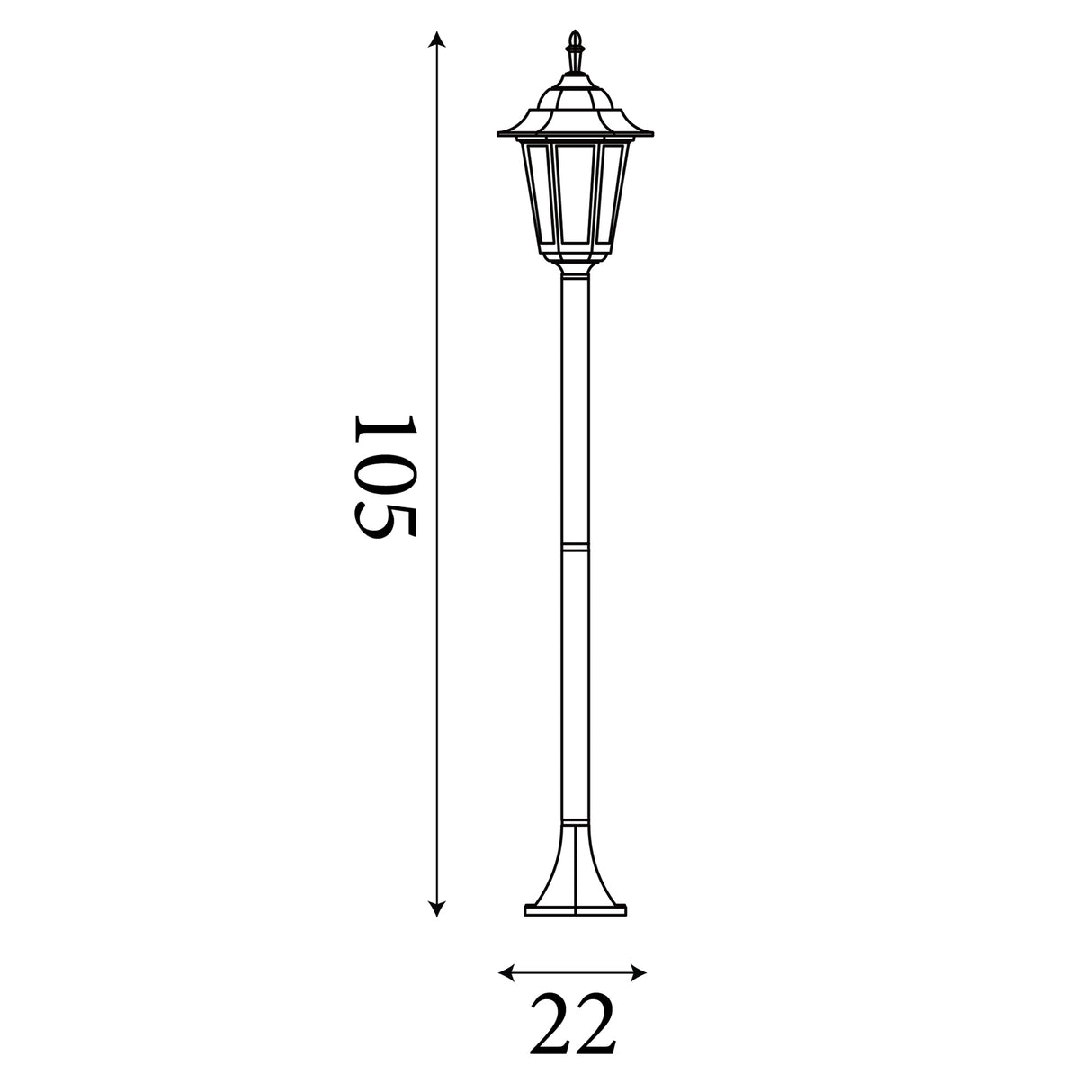 Searchlight Electric Alex Outdoor Post - Black Metal & Glass 82504BK