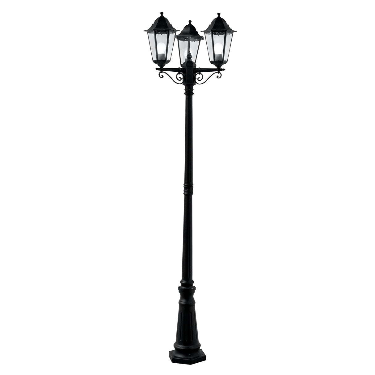 Alex 220cm 3Lt Outdoor Post - Silk Black Metal & Glass, IP44