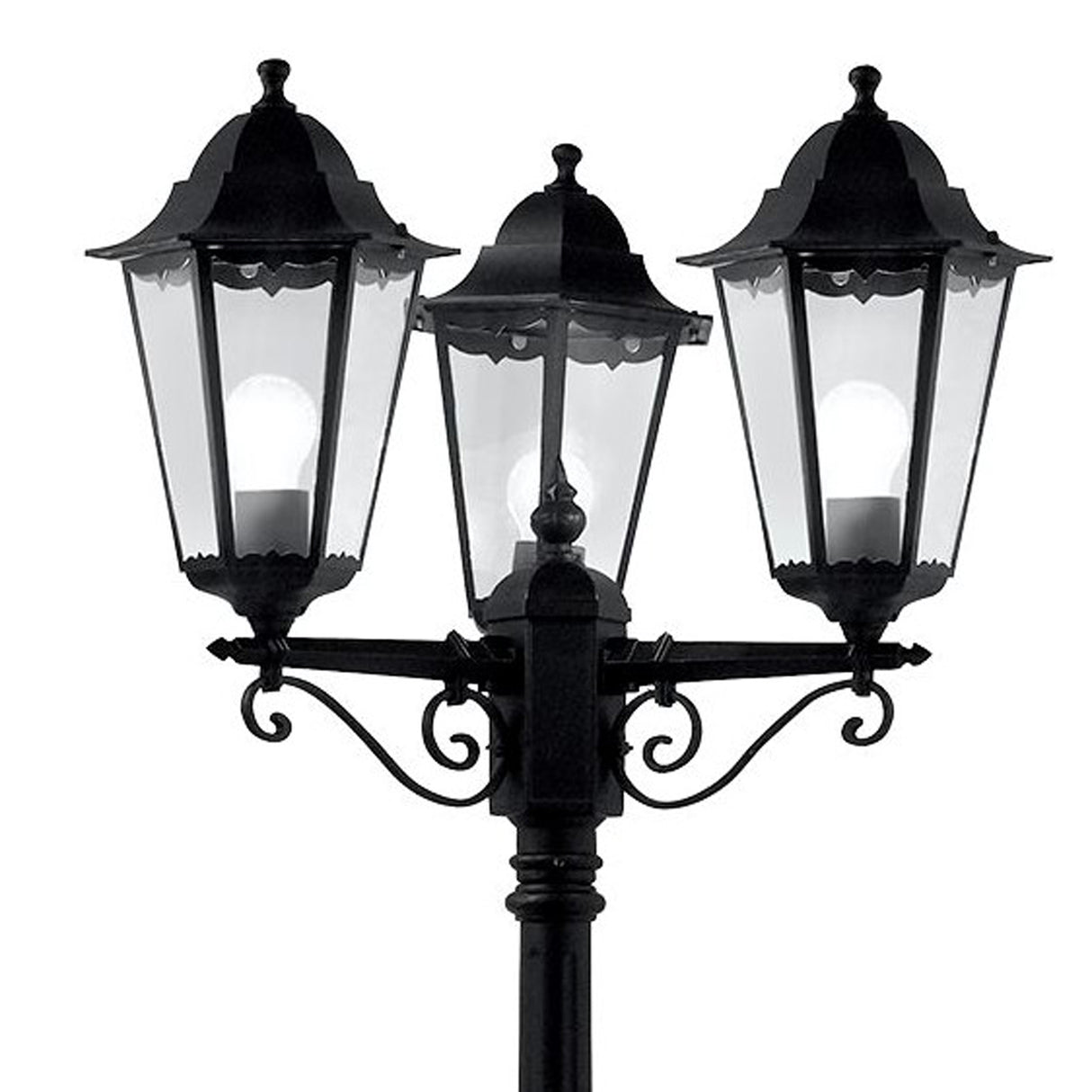 Searchlight Electric Alex 220cm 3Lt Outdoor Post - Silk Black Metal & Glass, IP44 82540BK