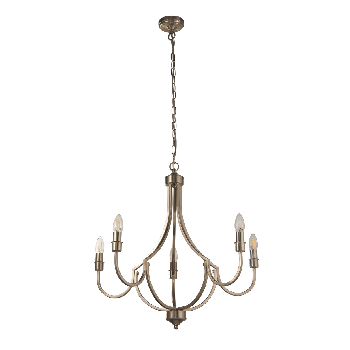 Searchlight Electric Lodge 5Lt Pendant - Satin Silver Metal 82915-5SS