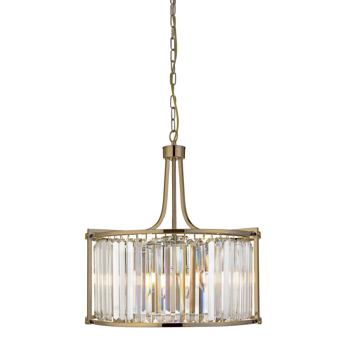 Victoria 5Lt Pendant - Antique Brass Metal & Clear Crystal