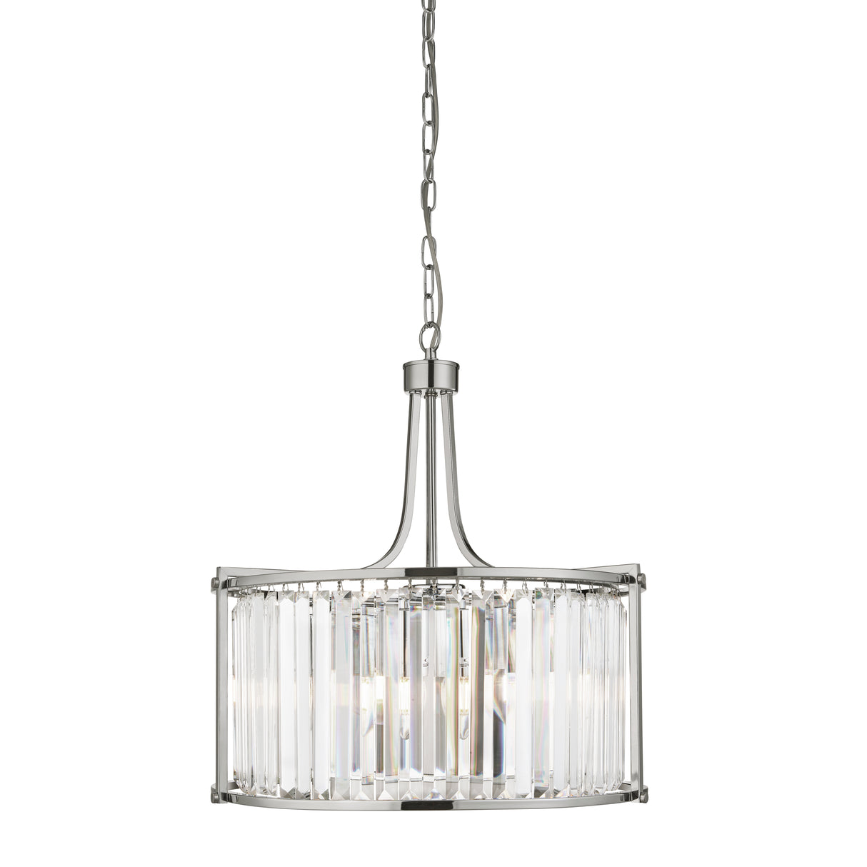 Victoria 5Lt Drum Pendant - Chrome Metal & Clear Crystal