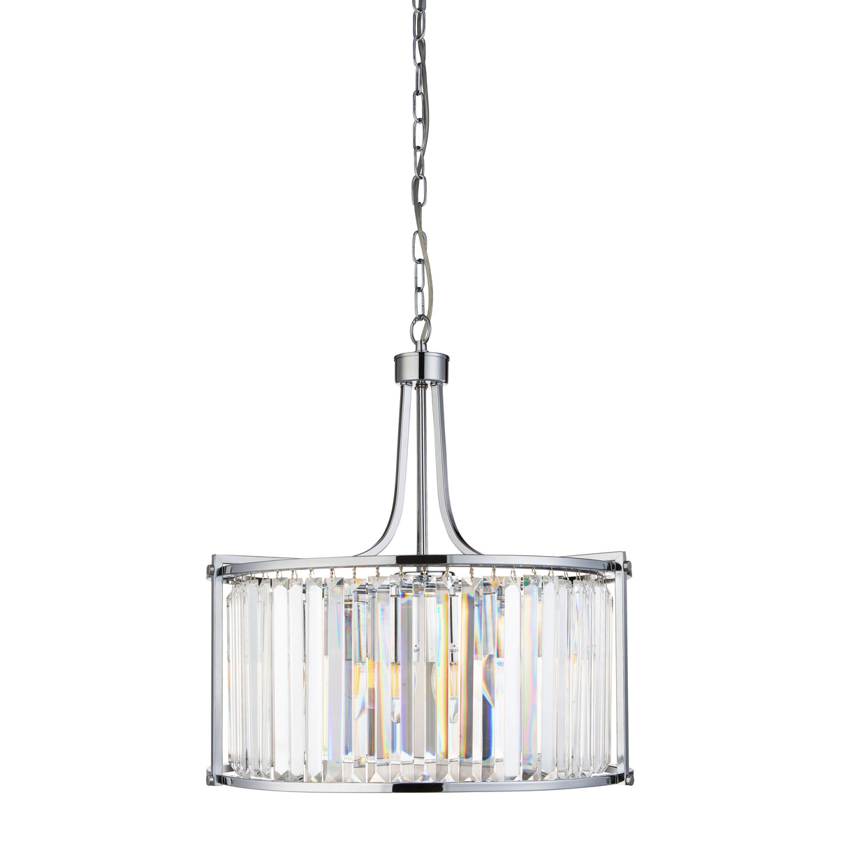 Searchlight Electric Victoria 5Lt Drum Pendant - Chrome Metal & Clear Crystal 8295-5CC