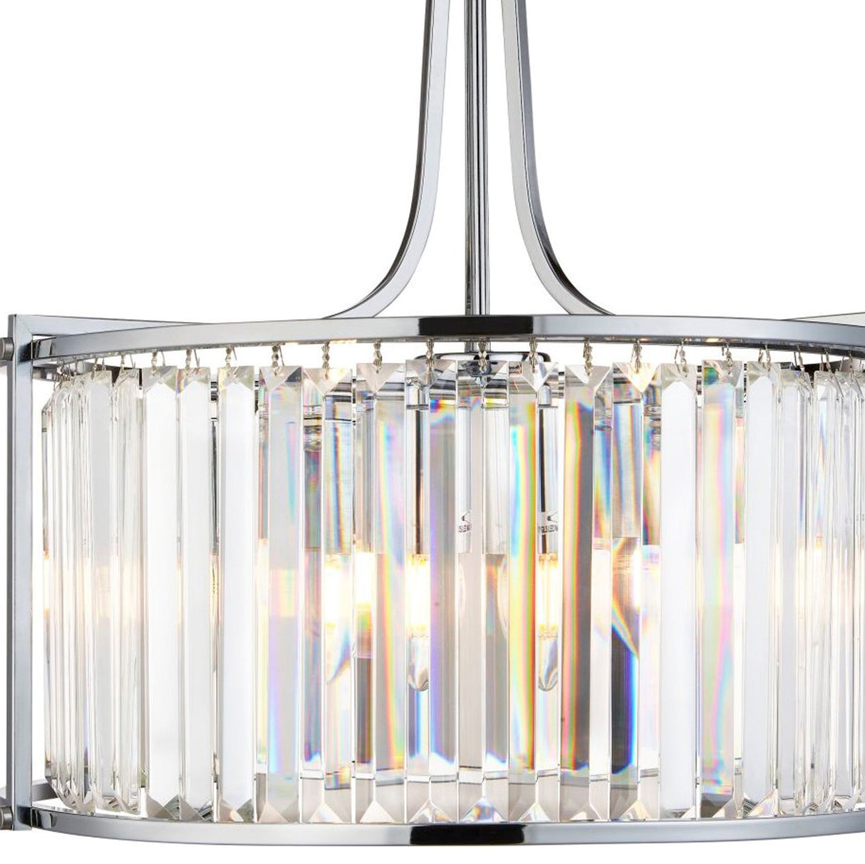 Searchlight Electric Victoria 5Lt Drum Pendant - Chrome Metal & Clear Crystal 8295-5CC