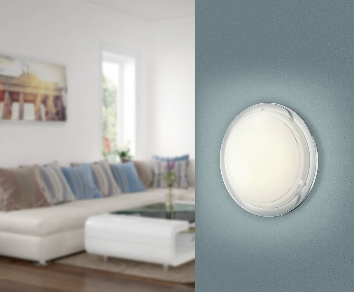 Eglo EU PLANET?1 Wall or Ceiling Light – Chrome Steel with Painted Glass Shade, E27, Indoor Lighting