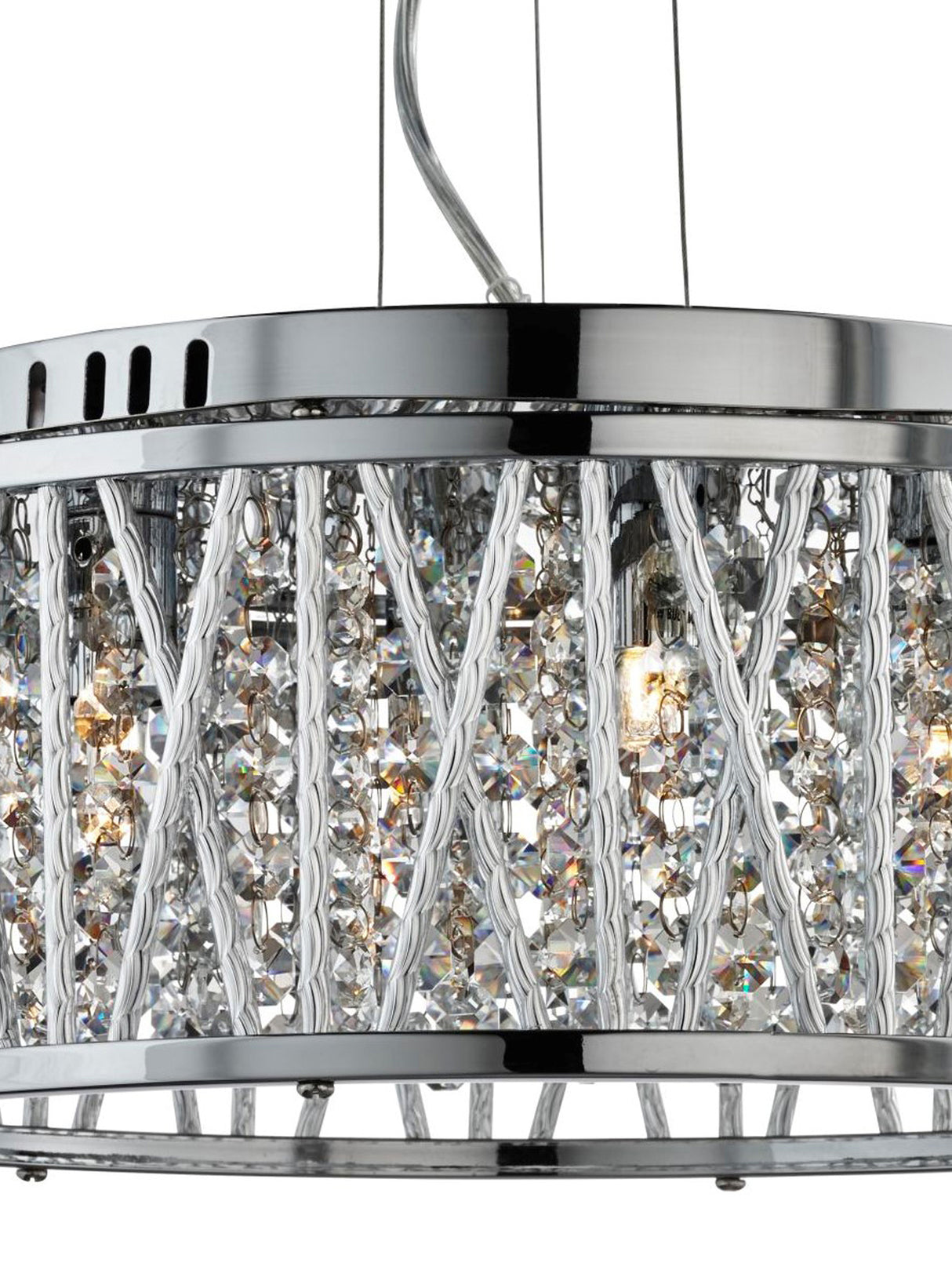 Searchlight Electric Elise 4Lt Pendant to Semi-Flush - Chrome Metal & Crystal 8334-4CC