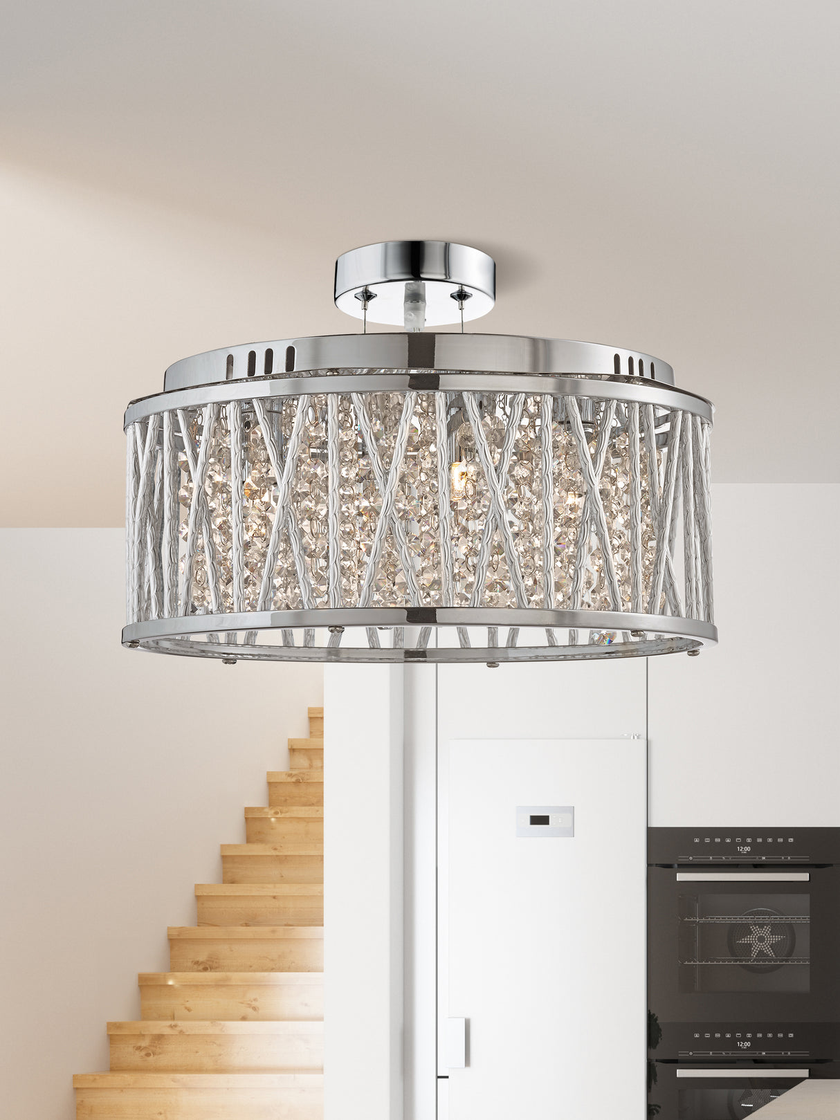 Searchlight Electric Elise 5Lt Pendant/Semi-Flush - Chrome & Crystal 8335-5CC