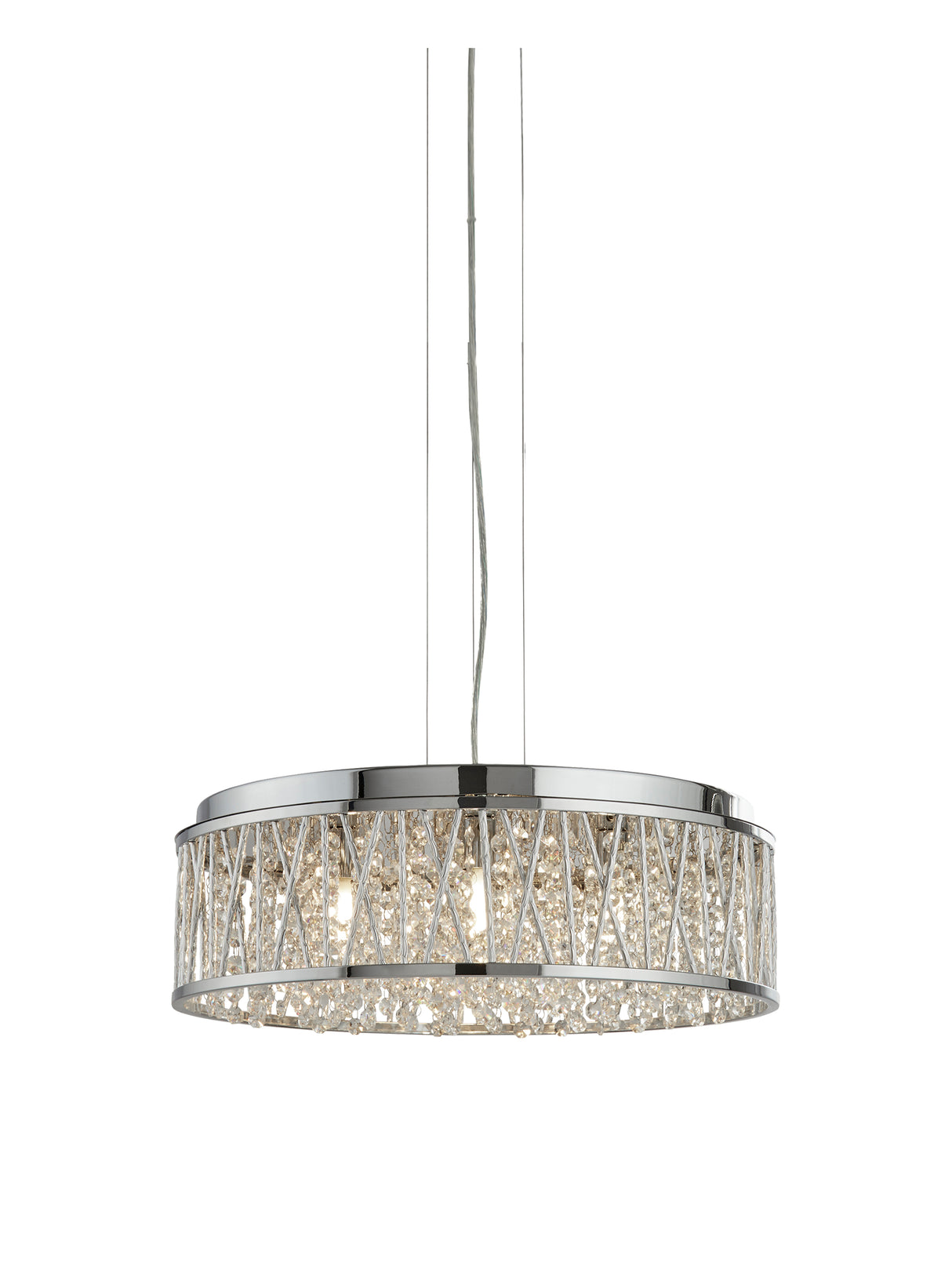 Elise 7Lt Pendant to Semi-Flush - Chrome Metal & Crystal