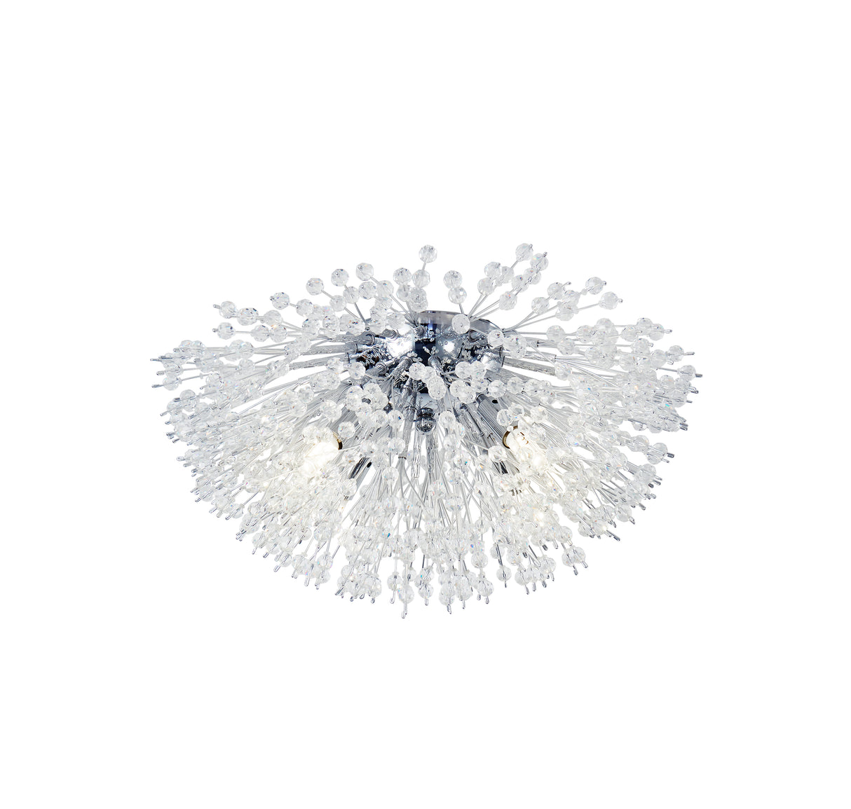 Sunburst 4Lt Flush - Chrome Metal & Glass Beads