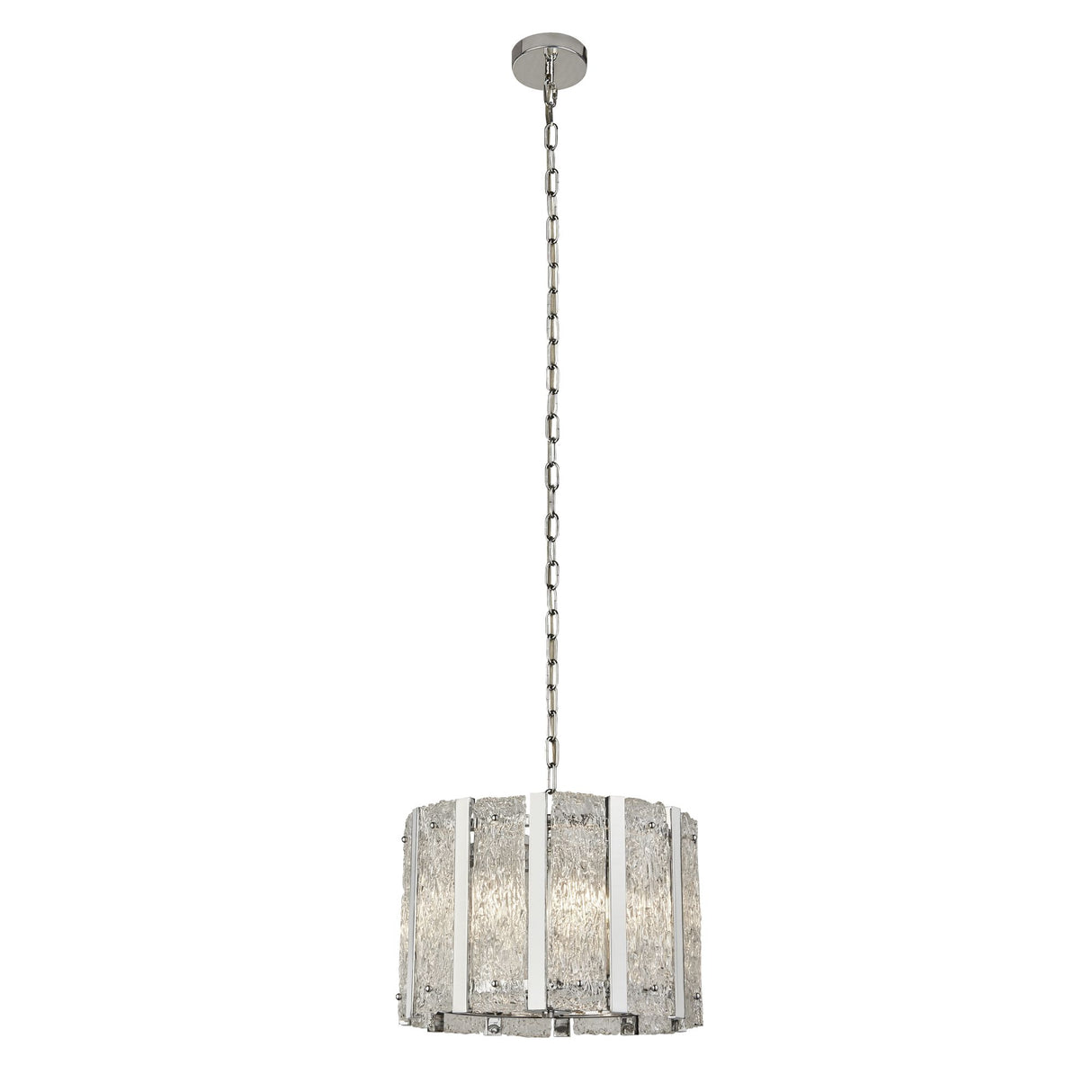 Alexandra 5Lt Pendant - Satin Silver & Aquatex Glass